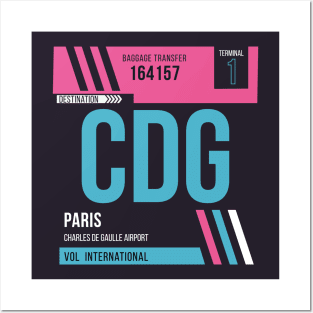 Paris (CDG) Airport Code Baggage Tag Posters and Art